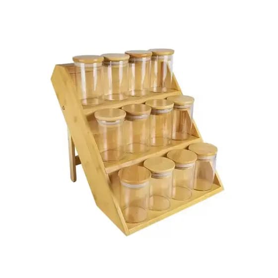 Suporte Para Temperos + 9 Potes - Porta Condimentos - Retrô