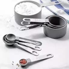 Conjunto 8pçs Colheres medidoras Profissional inox e plástico resistencia Premium