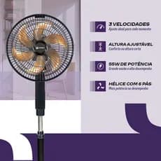 Ventilador 30Cm De Coluna Preto/Bronze 127V 55W
