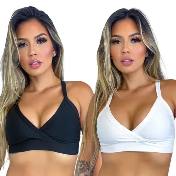 Kit 2 Tops feminino Fitness de Academia Treino dia a dia com forro reforçado
