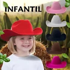 Chapéu Infantil Country Ana Castela Menina Menino Cowboy Festa Peão Boiadeira Barretos Junina Monolo