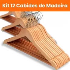 Kit 12 Cabides Madeira Premium com verniz para Roupas Marfim Atacado Alta Qualidade