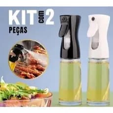 Kit 2 Vidro Borrifador Pulverizador Óleo Azeite Vidro Novo - Spray 200ml Sortido Preto ou Branco