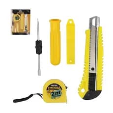 Kit 5 Ferramentas Estilete Laminas Trena Chave De Fenda Cor Multicolorido