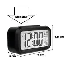 Mini Relógio digital de mesa COM despertador em led PEQUENO/ COR: PRETO