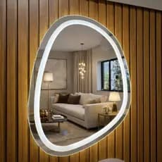Espelho Deslumbre LED 3 CORES Orgânico 40x30 e 80x60 Moderno Luxo Jateado Eclipse Borda Infinita