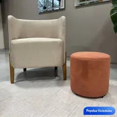 Puff Decorativo Redondo Bouclé Moderno Sala Quarto Apoio Banquinho130kg