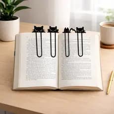 KIT 8 Marcadores de página gatinho, p/ livro, caderno - personalizado para leitura -, presente