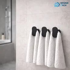 KIT Gancho Adesivo Sem Furos Preto Fosco – Suporte para Toalha, Pano e Multiuso de Parede