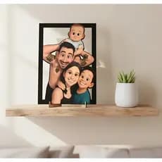 Quadro Personalizado Exclusivo Cartoon 3D Casal Família Pet Presente
