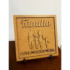 Quadro Decorativo Família em MDF 20cm | Placa Decorativa Frase "Família Nosso Maior Bem" | Presente para Casa Nova | Dec