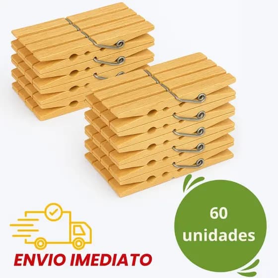 Kit Prendedor de Roupa Pregadores Madeira Prendedores Varal Artesanato 60 Unidades