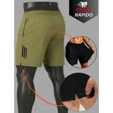 Short esportivo masculino em tecido respirável com secagem rápida leve e confortável para academia e praia