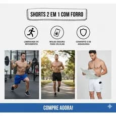 Kit c/3 Bermuda 2 em 1 com bolso interno masculina Academia Shorts masculino corrida Fitness Esporte