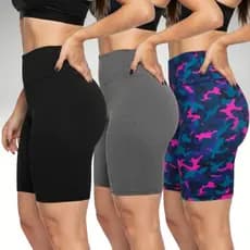 Kit C/3 Bermuda Feminino Shorts Suplex Academia Cos Alto Ciclista costura reforçada