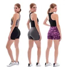 kit c/3 Shorts Feminino de Academia Suplex Power Cintura Alta Bermuda Caminhada,Treino.