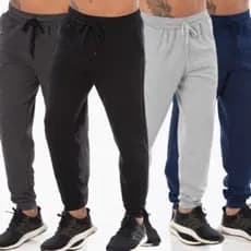 kit 2 calça de moletom pelúcida masculina adulto estilo jogger academia