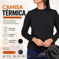Camiseta Térmica Premium Feminina Blusa Peluciada De Friu Flanelada Camisa De Inverno Confortavel Quente E Estilosa.