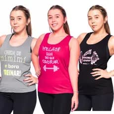 kit c/3 regatas Confortáveis Esportiva Fitness  Regata Para Treino Caminhada Academia feminina.