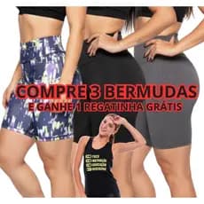 kit c/3 Bermudas Ciclista Shorts de Academia mais Regatinha fitness.