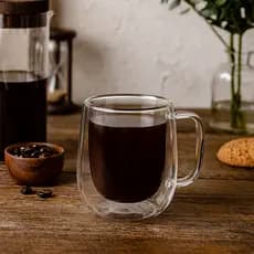 Caneca / Xícara de Vidro Resistente - 250ml com Parede Dupla – Resistente, Elegante e Térmica!