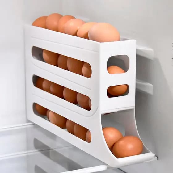 Porta Ovos com Sistema Automático de Rolagem Até 30 ovos  Dispenser para ovos - Organizador de Ovos