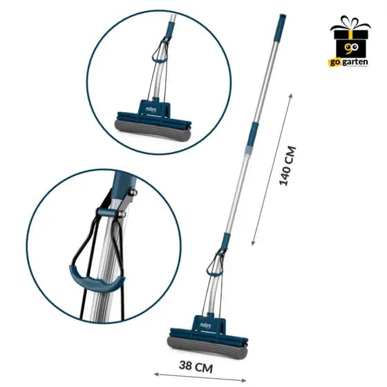 Rodo Mágico de Espuma - 38cm com Espremedor Duplo e Cabo Telescópico de 1,40m