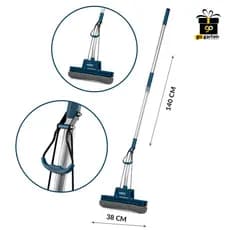 Rodo Mágico de Espuma - 38cm com Espremedor Duplo e Cabo Telescópico de 1,40m