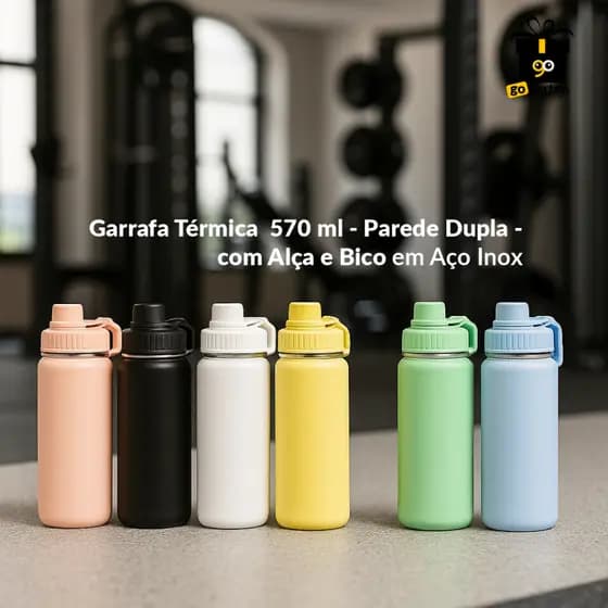 Garrafa Térmica 570ml com parede dupla – Garrafa de Água - Academia - Bebida na Temperatura Perfeita