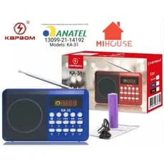 Rádio Retrô Fm Recarregável Bluetooth Kapbom Ka-31 Colorido Entrada De Cartão E De Fone De Ouvido