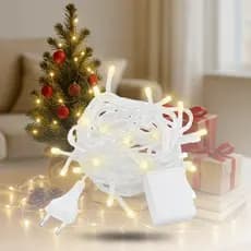 Cordão Pisca Pisca Decoração Natalina Branco Quente 220v  100leds 9 Metros