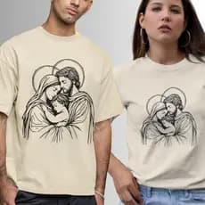 camiseta 100% algodão camiseta católica camiseta unissex camiseta SAGRADA FAMILIA