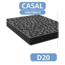 COLCHÃO CONFORTÁVEL DE CASAL ESPUMA D20 138x188 com 12cm de altura DENSIDADE20