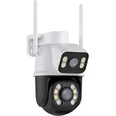 Câmera IP Sem Fio de Segurança Externa HD 3MP, Câmera de Visão Noturna Infravermelha WiFi, Dupla Lente Grande Angular