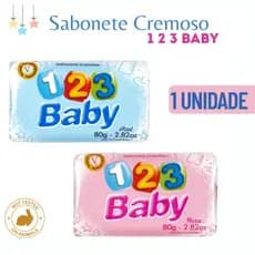 Sabonete Infantil em Barra 123 Baby Glicerinado Cremoso - 80g