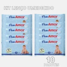 Kit Lenço Umedecido Infantil Puro Amor Pacote com 40 UND Cada
