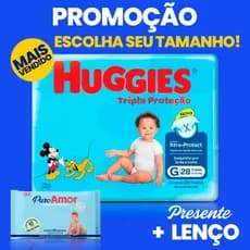 Kit 3 Pacotes de Fralda Descartável Infantil Turma da Monica + 1 Pacote de Lenço Umedecido Baby