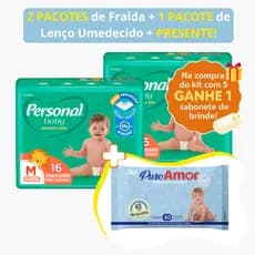 Fralda Descartável Personal Baby Kit 2 Pacotes + 1 Pacote Lenço Umedecido Infantil Promoção