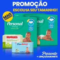 Kit 3 Pacotes de Fralda Descartável Infantil Personal Baby + Lenço Umedecido+ Sabonete