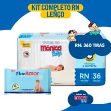 Fralda Descartável RN Turma da Mônica 10 pacotes + 1 Lenço Umedecido Infantil