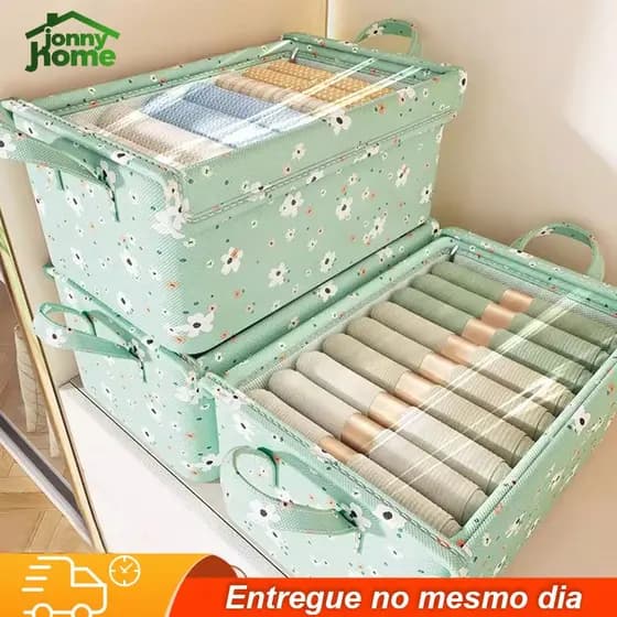 Caixa De Armazenamento Clássica De Tecido Com Estrutura De Aço Organizador De Roupas para Íntimas e Calças