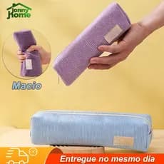 Estojo Escolar de Veludo Cotelê – Simples, de Grande Capacidade para Canetas e Material Necessaire Fofa em