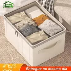 80L Caixa Organizadora Dobrável Multiuso Com Grande Com Tampa Resistente Multiuso Para RoupasTransparente