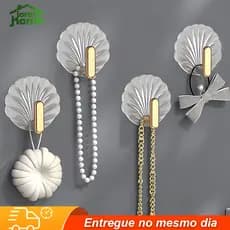 Gancho Adesivo Luxo Sem Furar Parede Acrílico Resistente Água Ideal para Banheiro Cozinha Casa Pendurar Toalha Chaves e