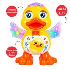 Pato Dançarino Musical Infantil com Luzes LED Som Anda e Dança Brinquedo Educativo