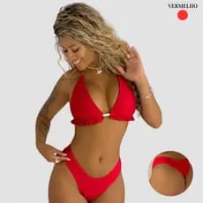 Biquíni Cortininha Calcinha de Biquini Fio Duplo com bojo Asa Delta Marquinha biquini feminino Candy Color Bikini Praia