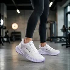 Tênis Esportivo Feminino Branco com Lilás Conforto Máximo Dia a Dia