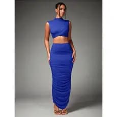 Conjunto Saia Midy Franzida Funil + cropped regata Suplex