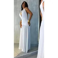 Vestido longo com fenda na perna amarração no pescoço s/bojo  tecido suplex  elegante festas
