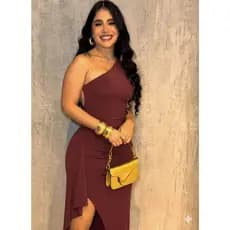 Vestido para casamento mula manca de alça com fenda na perna decote lateral suplex liso elegante festas sofisticado moda